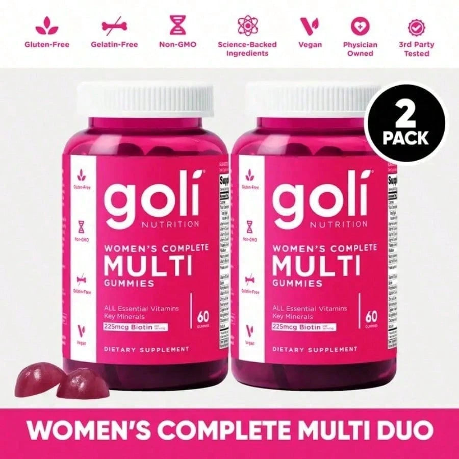 Women's Complete Multi Gummies All 13 Essential Vitamins, All B Vitamins, Vitamin Zinc, Biotin And More. Healthy Hair, Skin & Nails, Eyes, Immune, Brain & Nervous System, Heart Health. Gluten-Free, Vegan, Non-GMO, And Gelatin-Free.