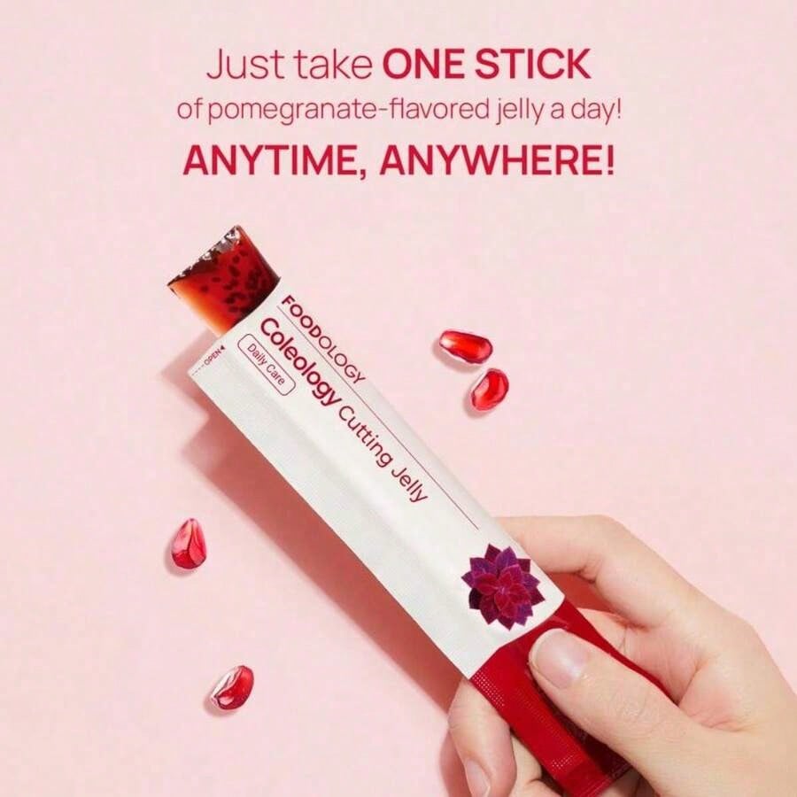 [FOODOLOGY] Coleology Cutting Jelly 10days - Garcinia Cambogia (HCA), Chia Seeds Collagen, Hyaluronic Acid, Pomegranate Flavored 8.81 Oz /10 Sticks