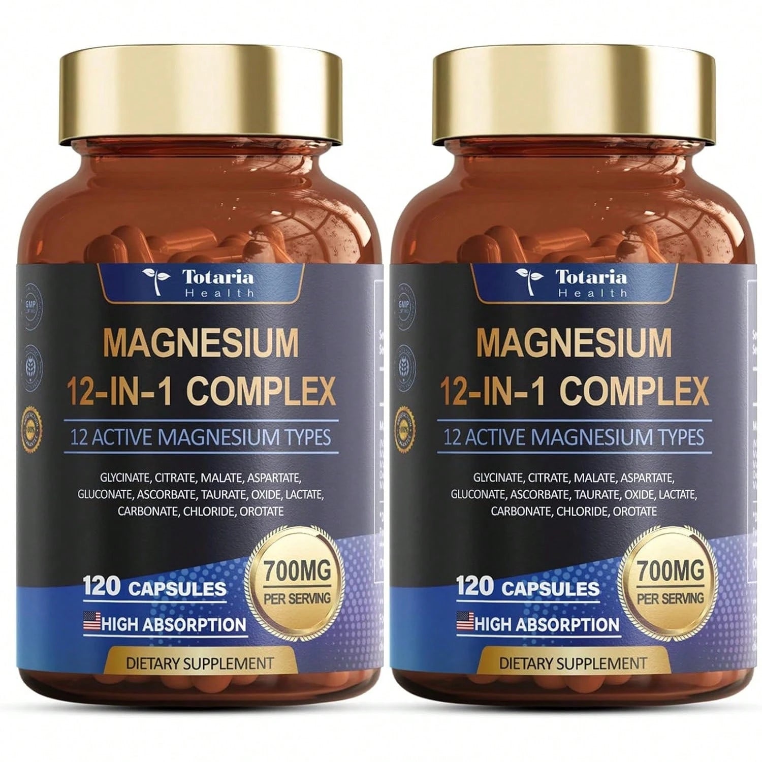 Magnesium Complex 700mg 12 In 1 Magnesium Supplement With Glycinate Citrate Malate Oxide Taurate Aspartate Orotate Magnesium Relaxation,Muscle,Heart Support, Vegan 120 Capsules