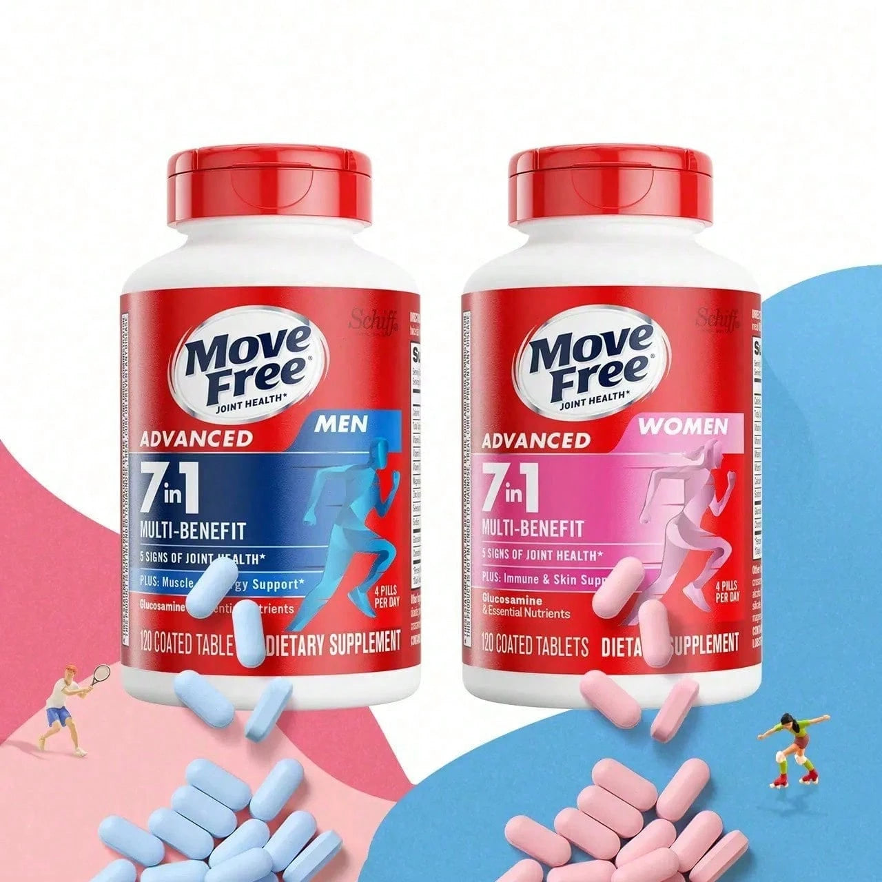 Move Free Advanced 7-In-1 Joint Health Combined Set - Glucosamine Joint Support For Men & Women - Fitness Supplement