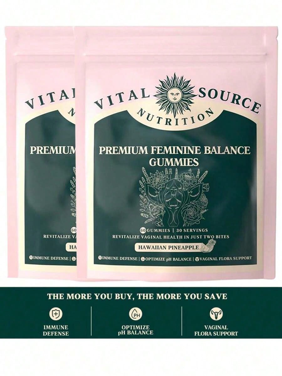 Premium Feminine Balance Gummies For Women| PH & Odor Support With Bacillus Coagulans| Hawaiian Pineapple Flavor| Vegan, Gluten-Free| 60 Gummies (30 Servings)
