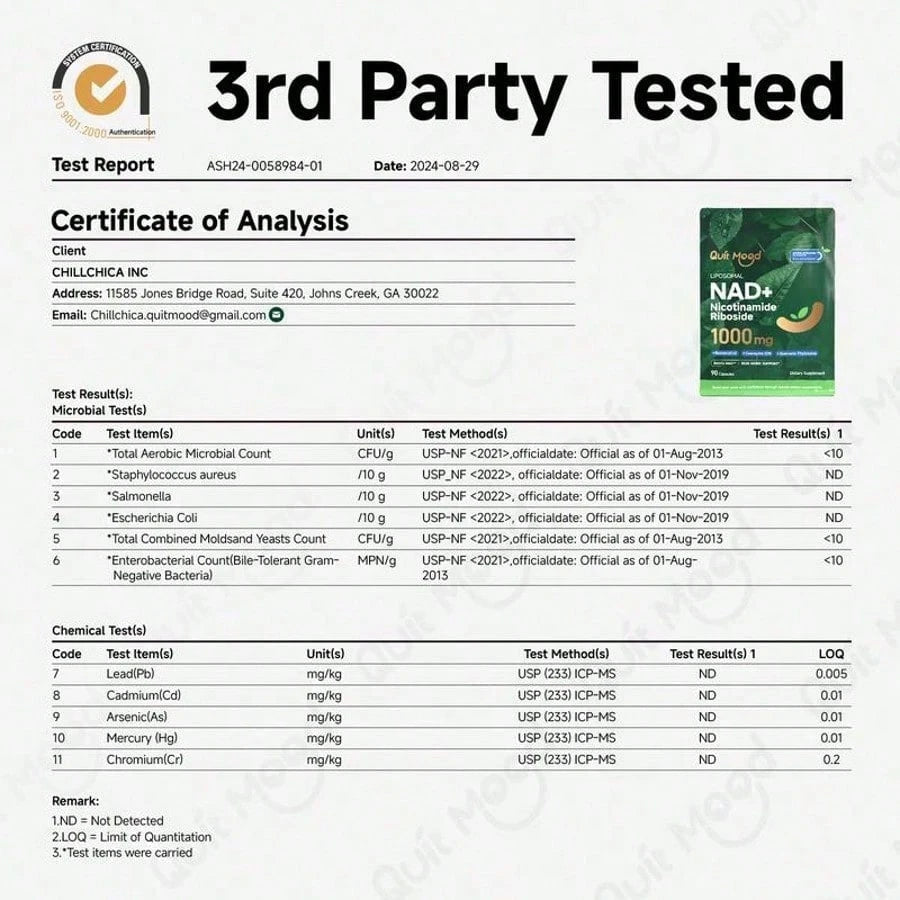 Quitmood NR1000Supplement -Liposomal Nicotinamide Riboside,Resveratrol,Quercetin By Quitmood- High PurityNAD Supplement For Skin Aging Support, Energyand Focus -80 Capsules Healthcare FitnessDietary Edible