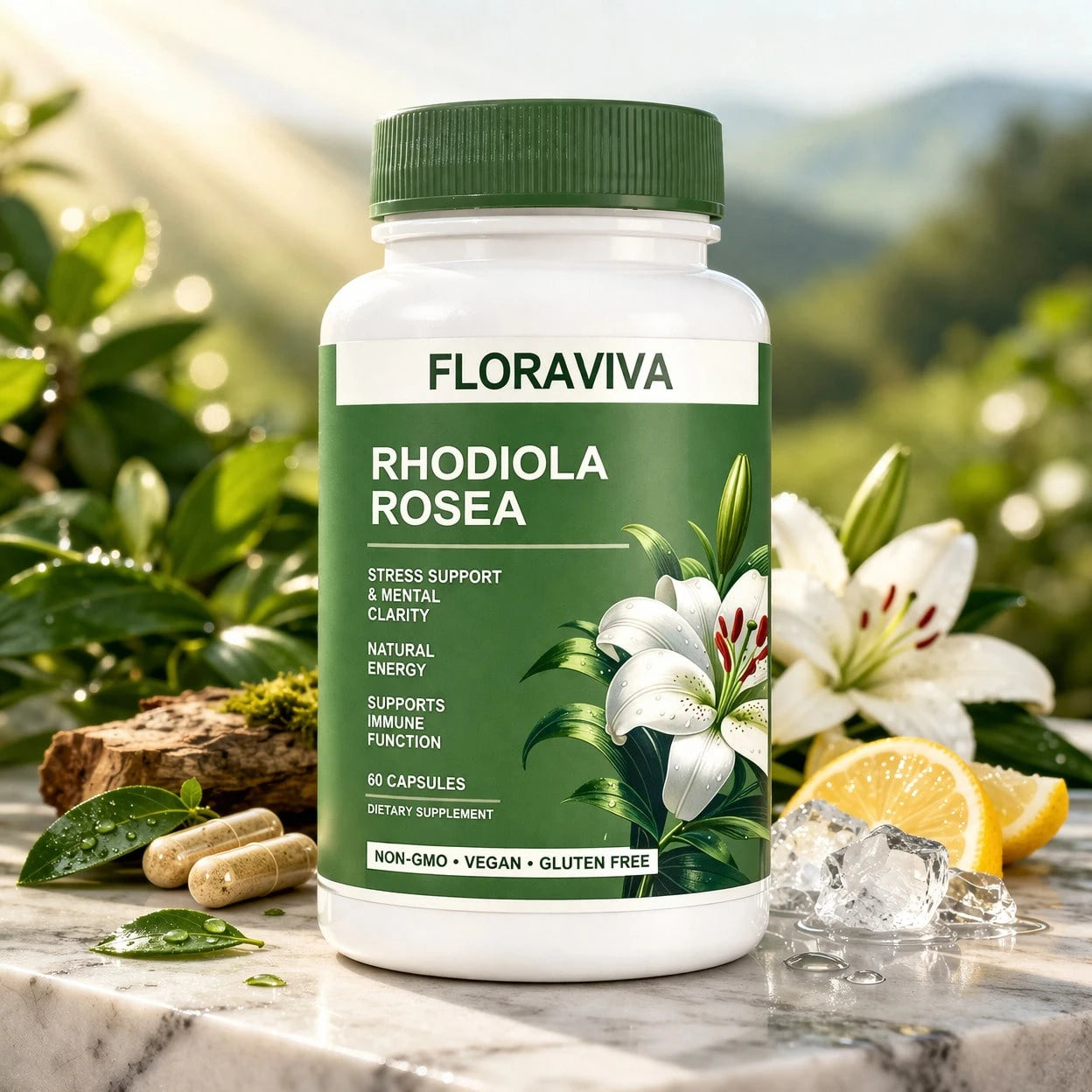 Rhodiola Rosea Capsules For Stress Support & Natural Energy – Adaptogen Supplement For Focus, Mood & Mental Clarity, Daily Wellness Formula (60 Capsules)