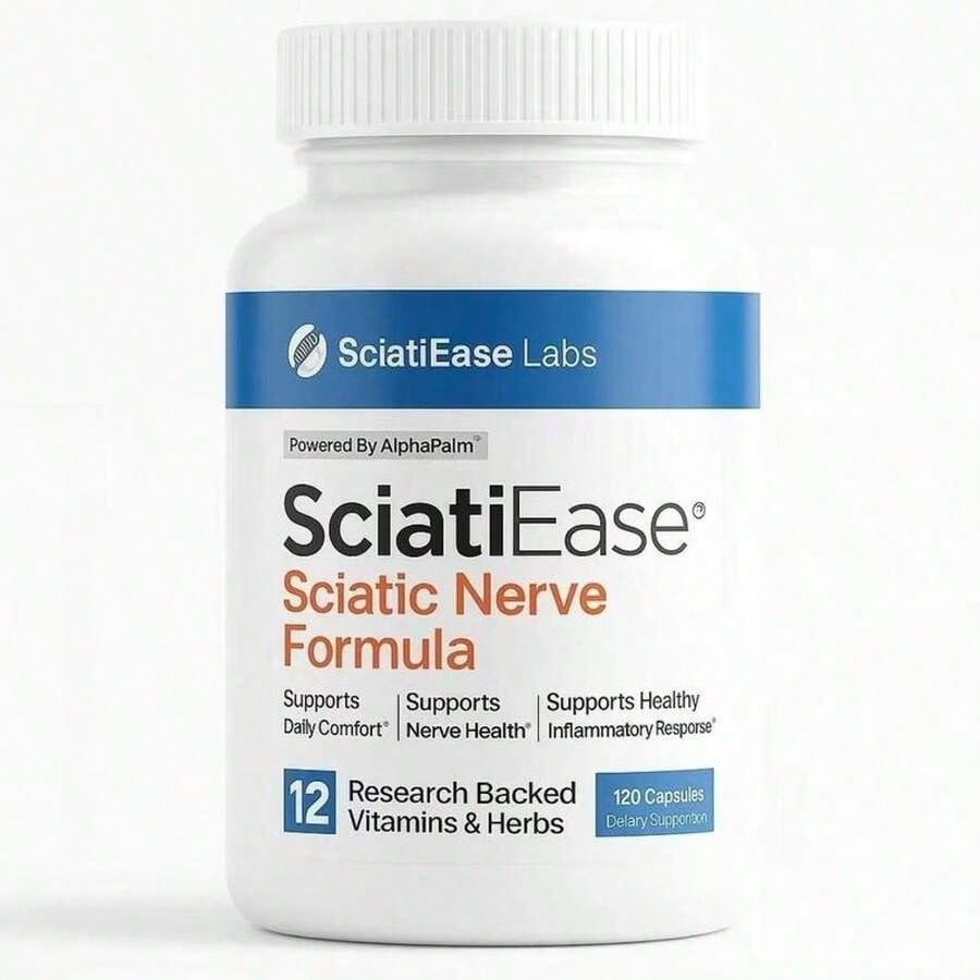 SciatiEase Sciatic Nerve Health Support Supplement - 120 Capsules With AlphaPalm, Pea, Vitamin B Complex, Alpha Lipoic Acid 300mg, Fast-Absorbing Formula For Nerve Comfort - Healthcare Sciatica Relief