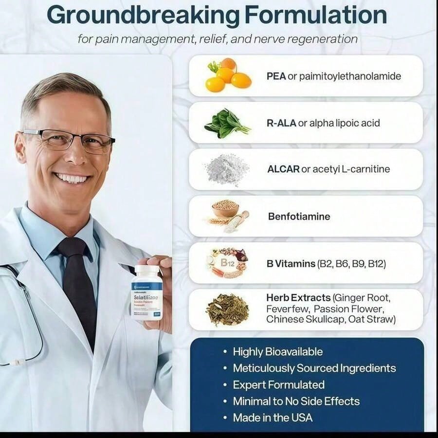 SciatiEase Sciatic Nerve Health Support Supplement - 120 Capsules With AlphaPalm, Pea, Vitamin B Complex, Alpha Lipoic Acid 300mg, Fast-Absorbing Formula For Nerve Comfort - Healthcare Sciatica Relief