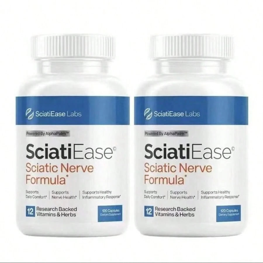 SciatiEase Sciatic Nerve Health Support Supplement - 120 Capsules With AlphaPalm, Pea, Vitamin B Complex, Alpha Lipoic Acid 300mg, Fast-Absorbing Formula For Nerve Comfort - Healthcare Sciatica Relief