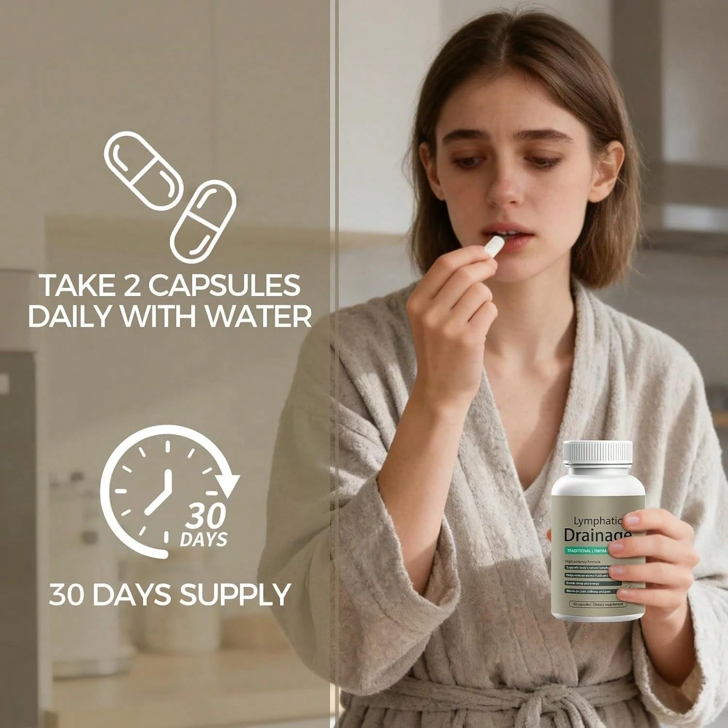 Sculptique Lymphatic Drainage Capsules – Maximum Potency Formula With Dandelion & Cleavers Extract, Supports Cellulite Reduction & Lymphatic Drainage, 60 Capsules(1pc)