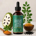 Soursop Bitters Natural Herbal Liquid Drops (10-In-1 Formula, 2 Fl. Oz) - Vegan & Non-GMO | Infused With Nori, Moringa, Turmeric, Black Seed Oil, Oregano & Ashwagandha | Supports Overall Wellness