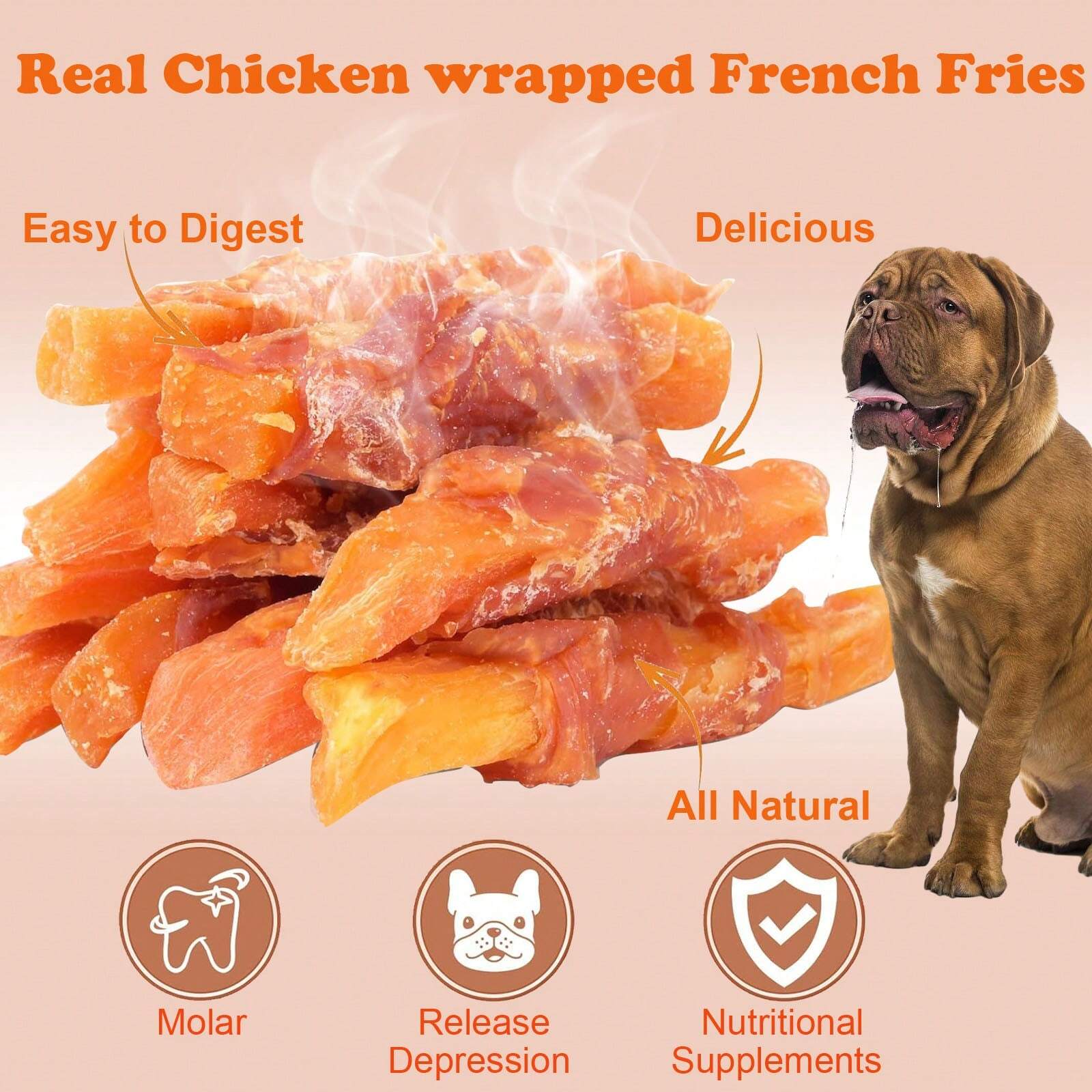 10.58oz Premium Real Chicken Wrapped Sweet Potato Dog Treats - High-Protein, Rawhide-Free, Ideal For Training, Dental Health, And Puppies -