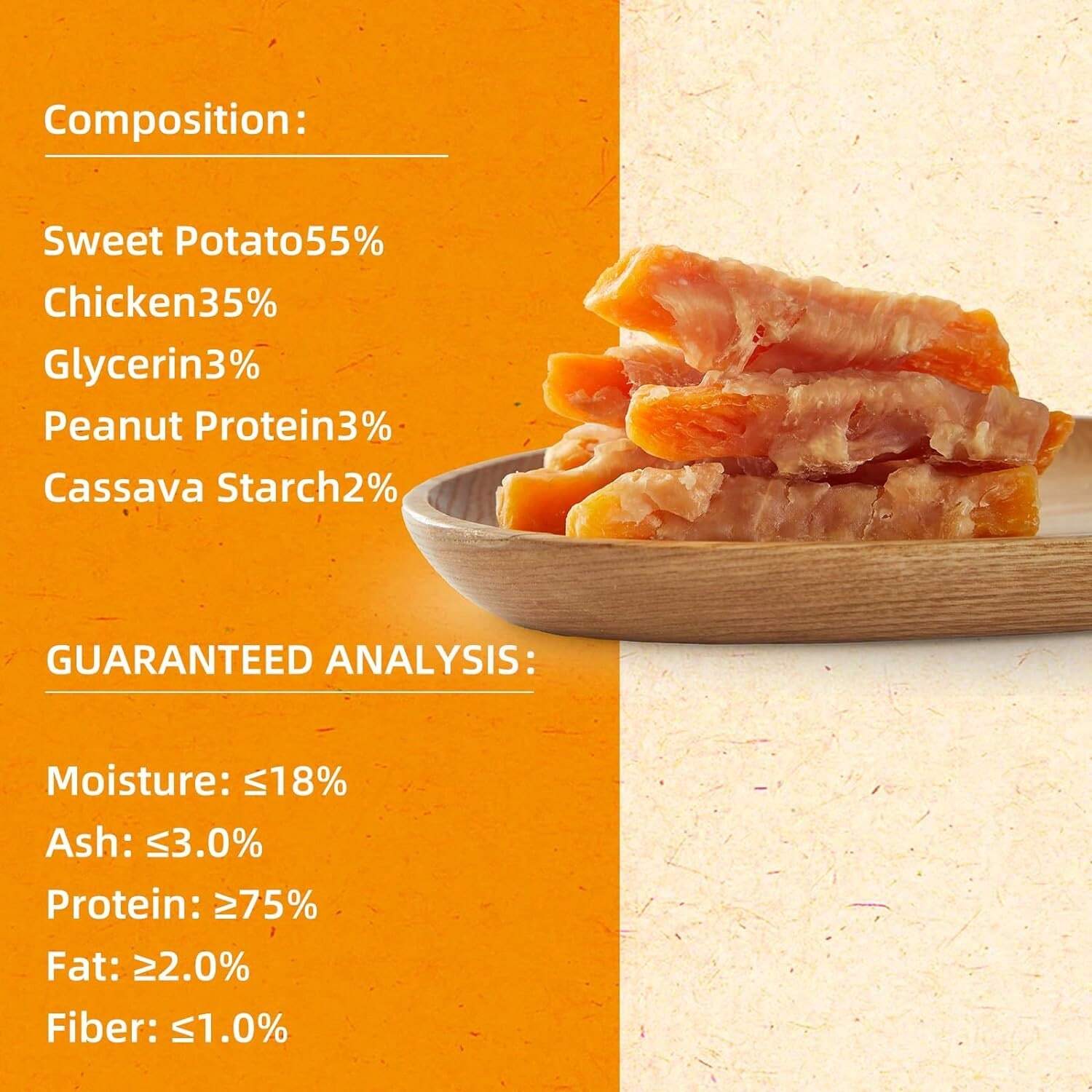 10.58oz Premium Real Chicken Wrapped Sweet Potato Dog Treats - High-Protein, Rawhide-Free, Ideal For Training, Dental Health, And Puppies -