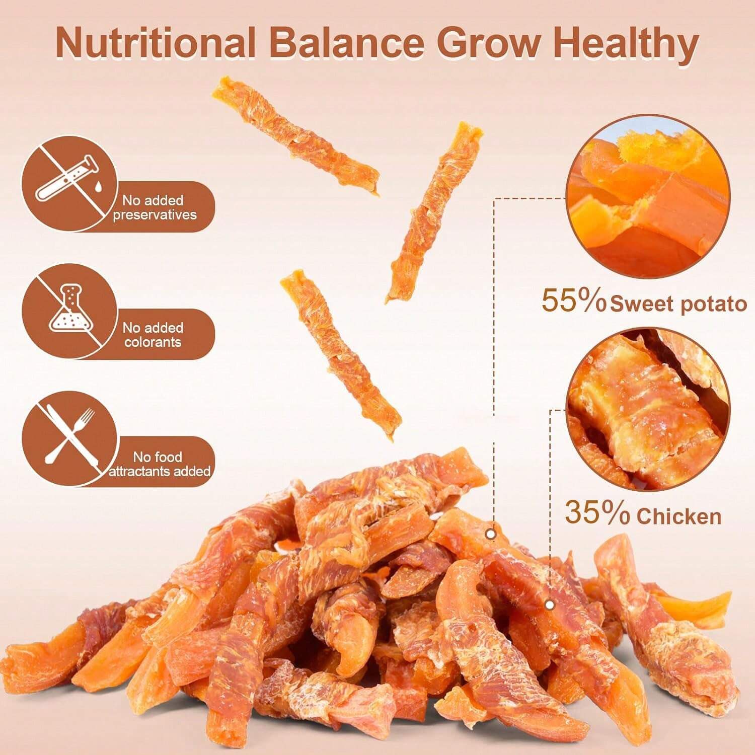 10.58oz Premium Real Chicken Wrapped Sweet Potato Dog Treats - High-Protein, Rawhide-Free, Ideal For Training, Dental Health, And Puppies -