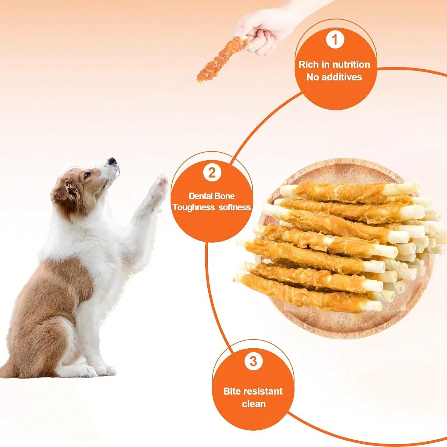 100% Grain-Free Chicken Wrapped Cowhide Teething Treats For Dogs - 18PCS Natural Dental Chews For Puppies And Adult Dogs - Perfect Training Reward & Oral Care Chew Sticks For Small, Medium, & Large Breeds -