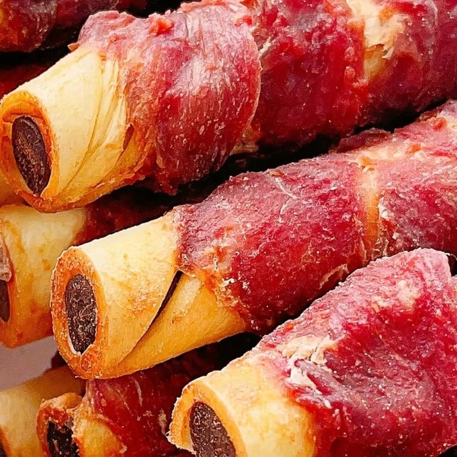 6pcs Duck Wrapped Rawhide Chews With Sweet Potato Filling - Long-Lasting, Protein-Rich Dental Treats For Puppies & Adult Dogs, Grain-Free, No Artificial Preservatives