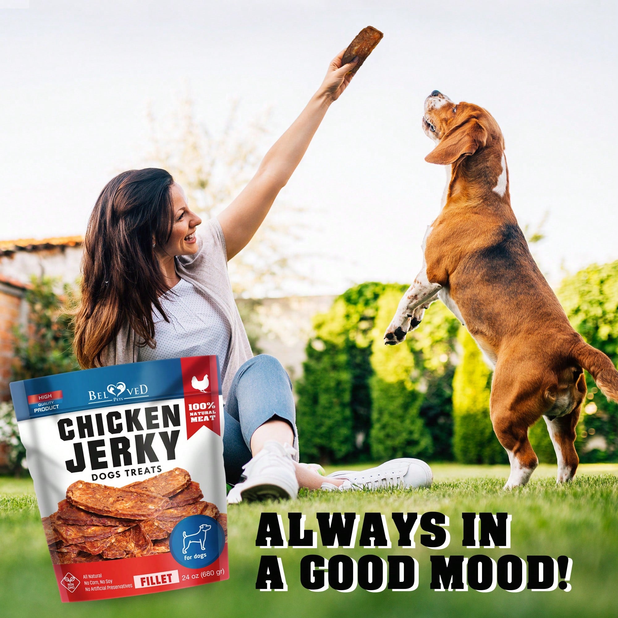 Beloved Pets Chicken Jerky Dog Treats 1.5 Lb - Human Grade Pet Snacks & Grain Free Meat - High Protein Dried Strips - Best Chews For Training Small & Large Dogs - Bulk Soft Pack - Lab Tested In The USA