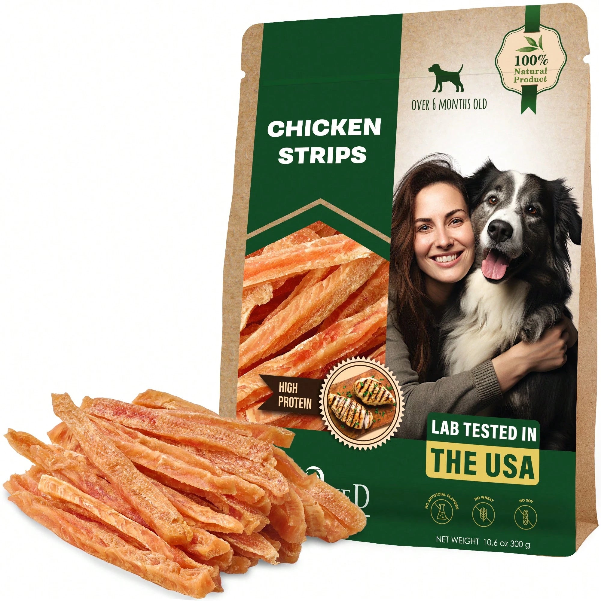 Beloved Pets Chicken Jerky Strips Dog Treats - Human Grade Meat Sticks - Natural Pet Dried Snacks Rawhide - Free - Long Lasting Chews For Large & Small Dogs - Best For Training & Healthy Teeth - Lab Tested In The USA