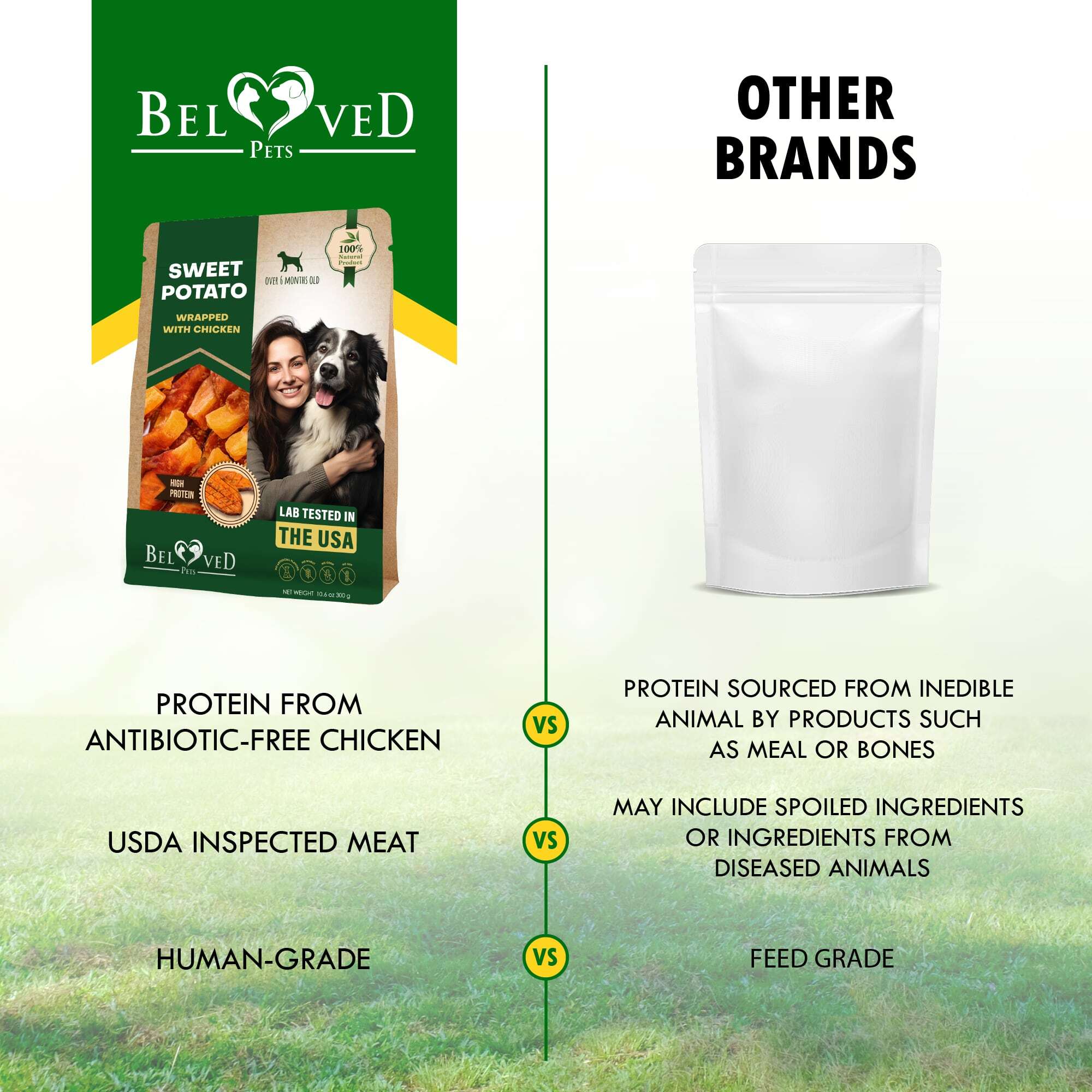 Beloved Pets Dog Sweet Potato Wrapped With Chicken & Pet Natural Chew Treats - Grain Free Meat & Human Grade Dried Snacks In Bulk - Best Twists For Training Small & Large Dogs (Sweet Potato) - Lab Tested In The USA