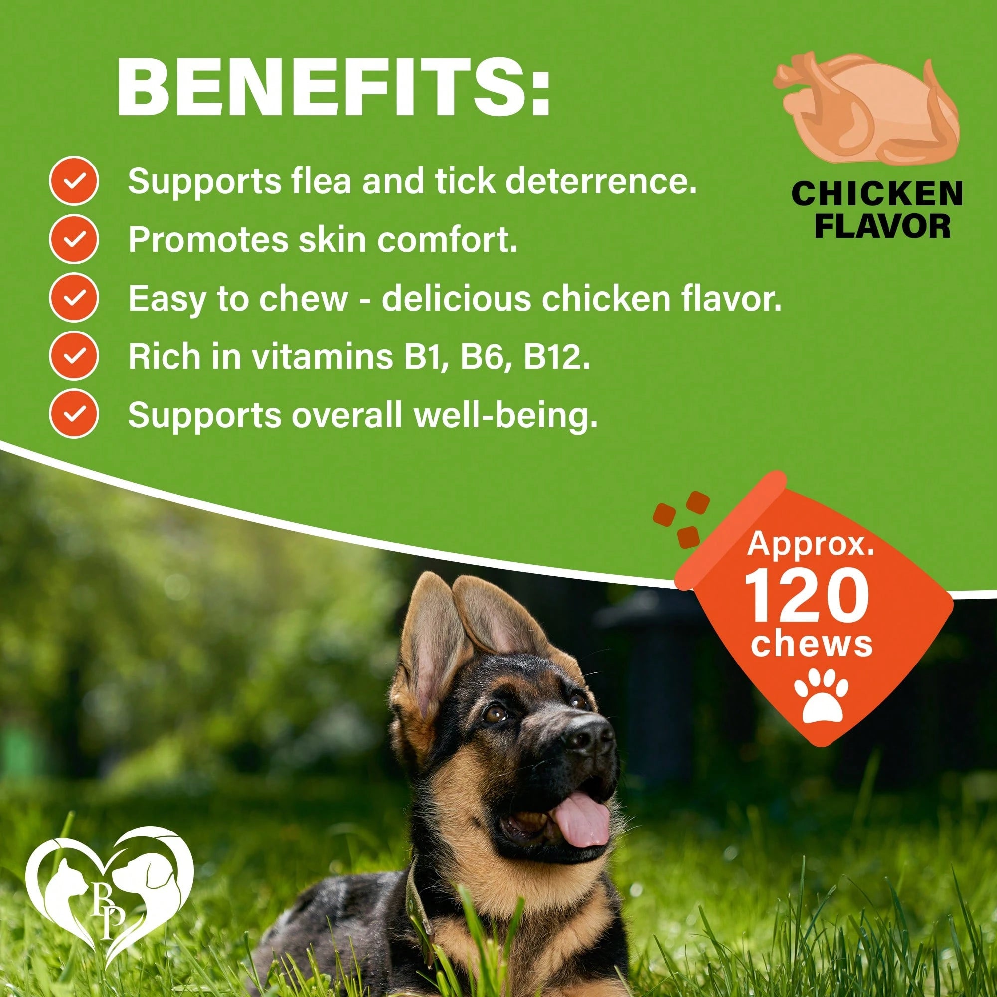 Beloved Pets Flea & Tick Support Chicken Flavor Chewable Pills For Dogs, 10-Oz Pack