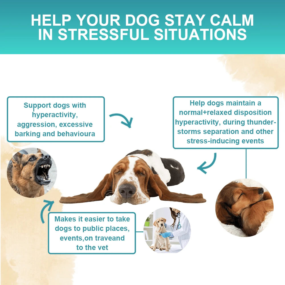 Calming Supplement Chews For Dogs Anxiety Relief - With Melatonin, ,Chamomile & L-Tryptophan - Stress Relief For Thunderstorms - Vet-Recommended Formula 120Ct(Beef)