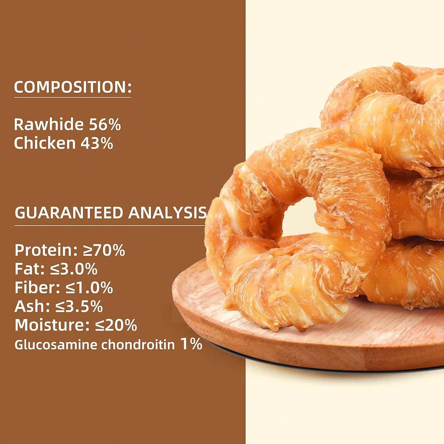 Premium 4PCS Natural Dog Treats Chews: Real Chicken Wrapped Cowhide Teething Donut Treats - 3.5" Grain-Free Canine Puppy Snacks For Healthy Teeth