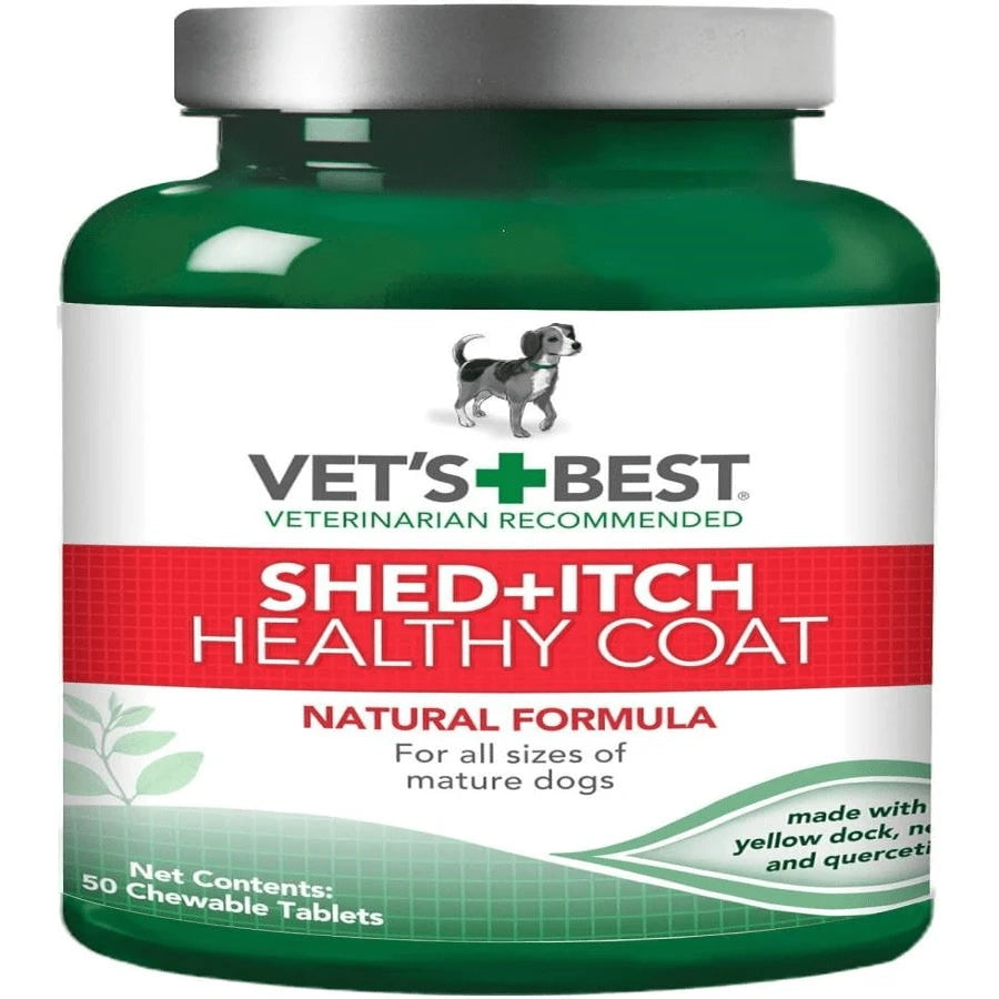 Vet'S Best Healthy Coat Shed &Amp; Itch Relief Dog Supplements | Relieve Dogs Skin Irritation And Shedding Due To Seasonal Allergies Or Dermatitis | 50 Chewable Tablets