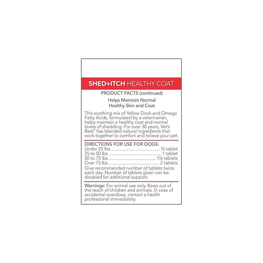 Vet'S Best Healthy Coat Shed &Amp; Itch Relief Dog Supplements | Relieve Dogs Skin Irritation And Shedding Due To Seasonal Allergies Or Dermatitis | 50 Chewable Tablets