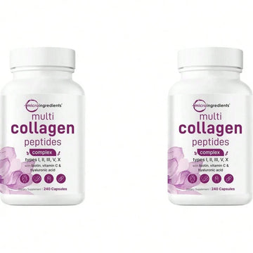 Collagen Supplement,Multi Collagen Pills For Women & Men, 240 Capsules | Type I,Ii, III, V, X - Hydrolyzed Collagen Peptides With Biotin, Hyaluronic Acid & Vitamin C | Hair, Skin, Nail & Joint Support