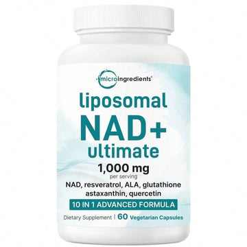 Micro Ingredient Liposomal NAD+ Ultimate 1,000mg, 60 Veggie Capsules  For Women, For Men, Daily Heath Care