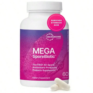 Microbiome Labs MegaSporeBiotic Probiotics For Women & Men - Spore-Based Probiotic For Gut Health & Digestive Support - Shelf-Stable, Travel-Friendly, Mens & Womens Probiotics (60 Capsules), For Women