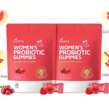 Viv0Nu Women's Probiotics, Women's Balanced PH Gum, Maintain Healthy Odor, Yeast Balance And Microbial Vitamin C, Enhance Immunity - Cranberry Probiotics