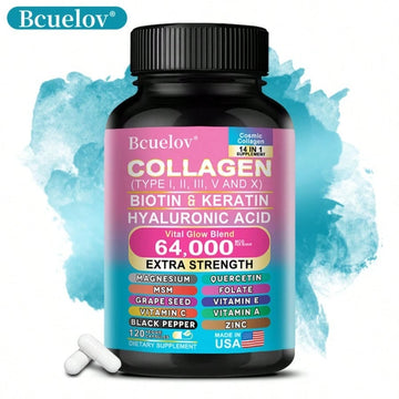 Collagen Supplement Types I/ III/ V & X - With Biotin & Keratin Hyaluronic Acid - Supports Skin, Nails & Hair - 120 Capsules